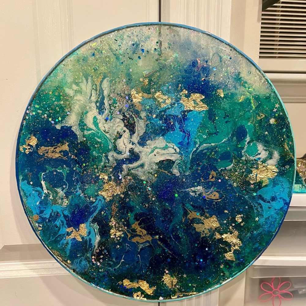 Abstract Blue and Green Wall Art - Picture 5 of 5